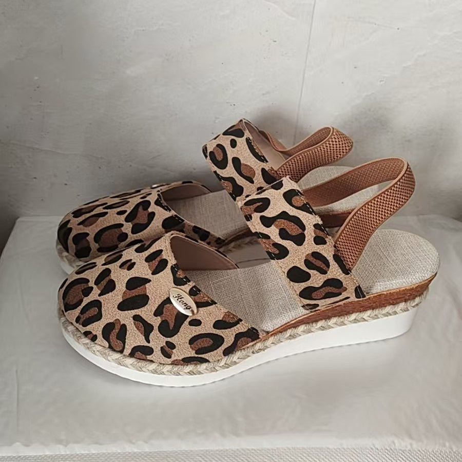 Women’s Summer Hemp Rope Wedge Sandals Lightweight Braided Closed Toe with Elastic Band