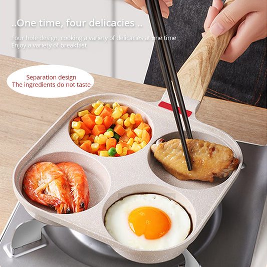 Non-Stick 4-Hole Fried Egg & Burger Pan Household Breakfast Pan & Pancake Maker