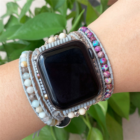 Handmade Multi-Layer Bracelet with Natural Stone Beads Boho Jewelry