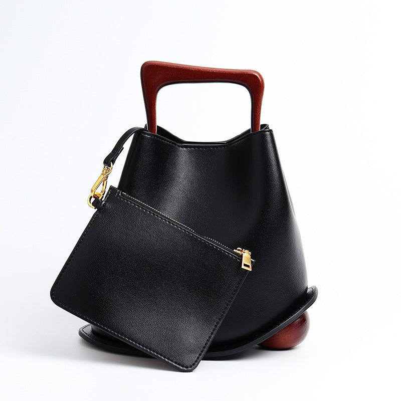Handmade Wooden Bucket Bag Stylish Women's Crossbody & Commuting Tote