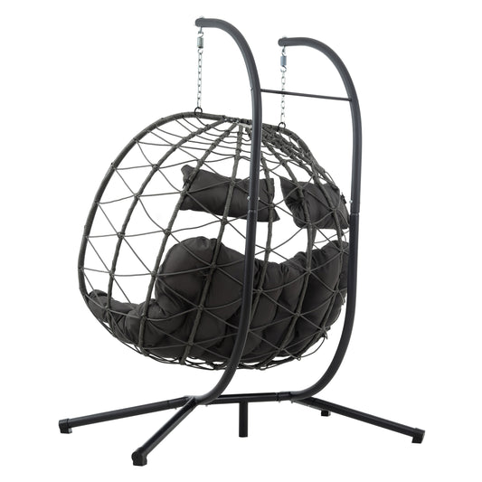 Two-Person Hanging Egg Chair with Stand – Indoor & Outdoor Swing Seat