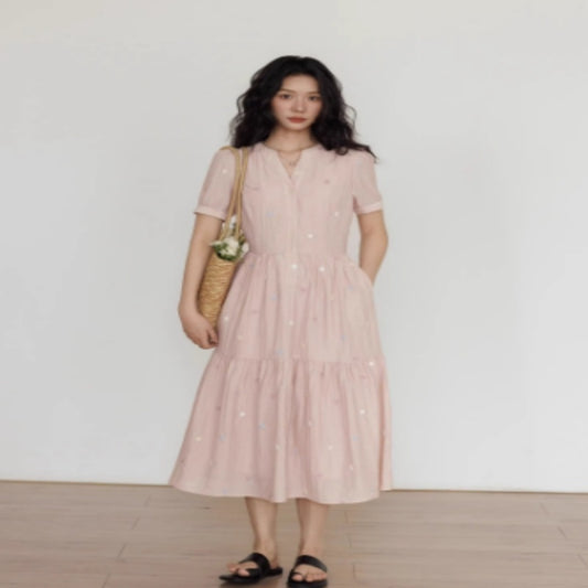 Tencel V-neck Vacation Style Gentle Elegant Wind Dress