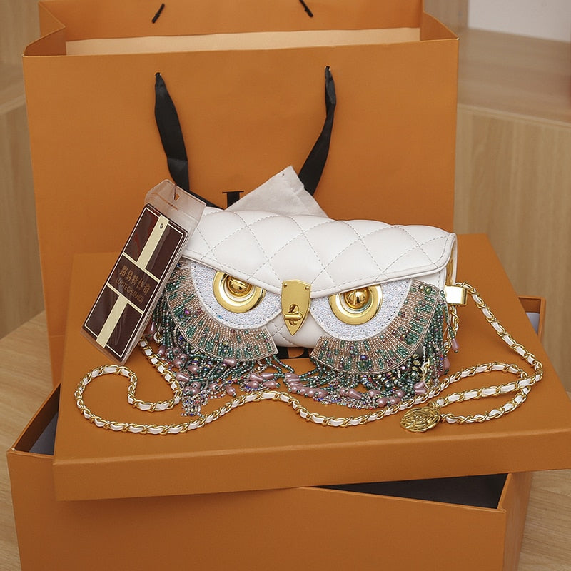 Cute Owl Bags for Women – Luxury Designer Handbag, Fashion Tassel Crossbody, Leather Animal Print Shoulder Bag