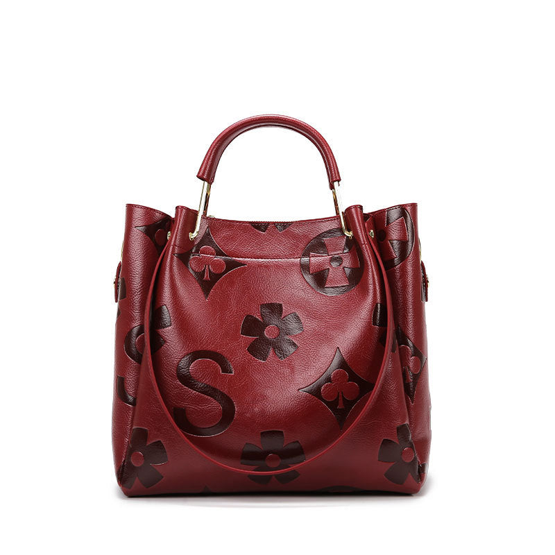Women's Fashion Embossed Tote Bag Large Capacity Maternity & Bucket Style Handbag