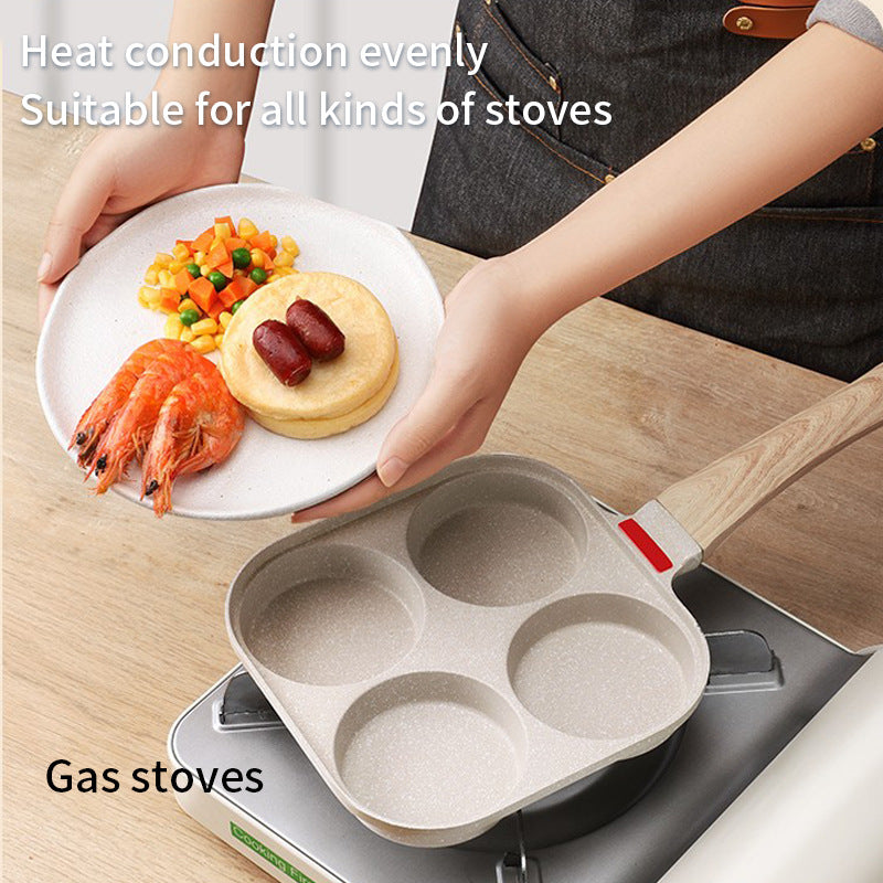 Non-Stick 4-Hole Fried Egg & Burger Pan Household Breakfast Pan & Pancake Maker