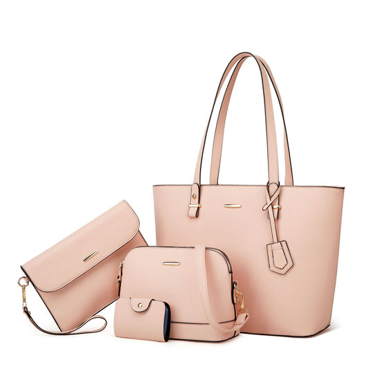 Trendy Women’s Retro Celebrity One-Shoulder Handbag High Capacity Fashion Crossbody Four-Piece Mother Bag Set