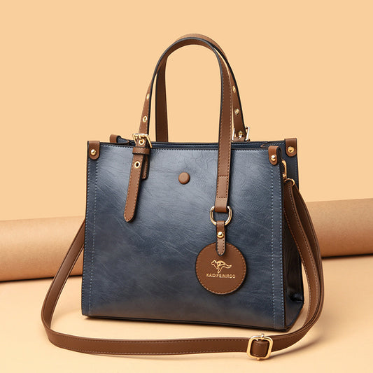 Elegant Oil Wax Cowhide Leather Handbag Women’s Daily Commuter Purse