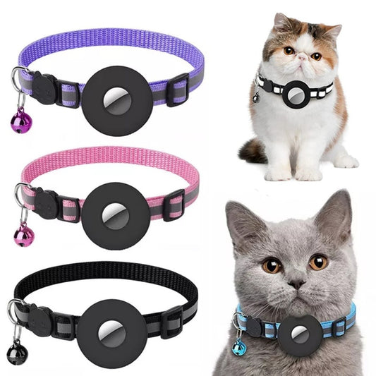 Waterproof Airtag Holder | Reflective Nylon Collar Case for Cats & Dogs