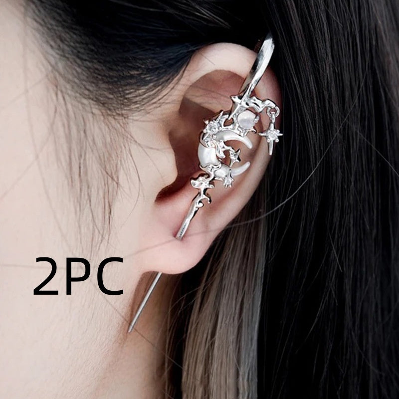 Creative Star & Moon Diamond Geometric Fashion Stud Earrings