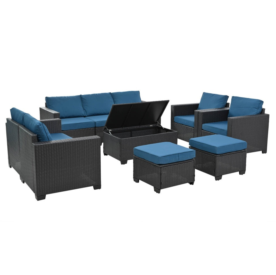 10-Piece Patio Furniture Set with Cushions – Outdoor Sectional Sofa & Table