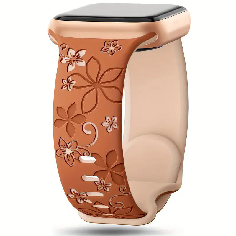 Two-Tone Silicone Watch Band Durable & Comfortable Strap (Bauhinia Design)