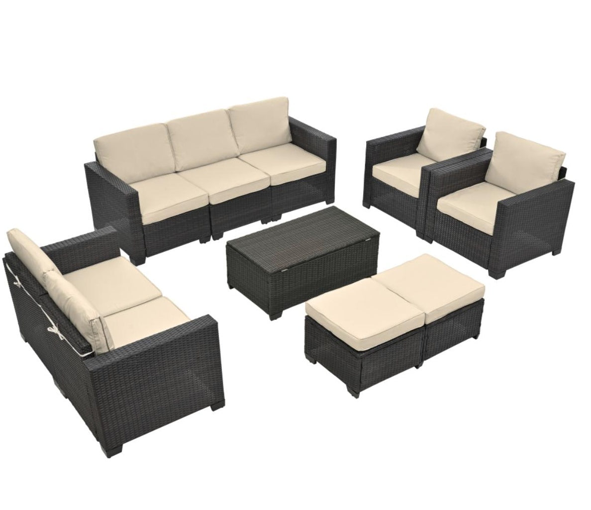 10-Piece Patio Furniture Set with Cushions – Outdoor Sectional Sofa & Table