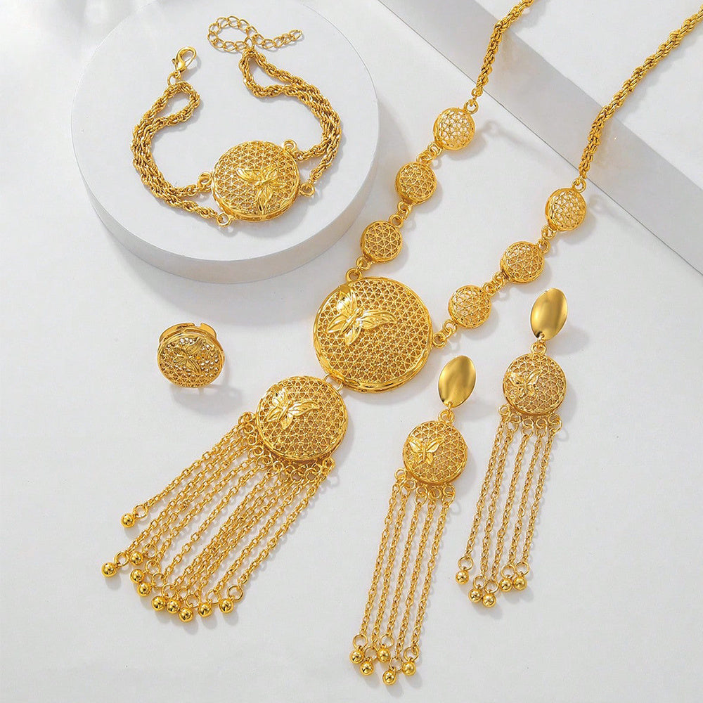 Butterfly Jewelry Set – Necklace, Earrings, Bracelet & Ring | Elegant Middle Eastern Wedding Jewelry for Women