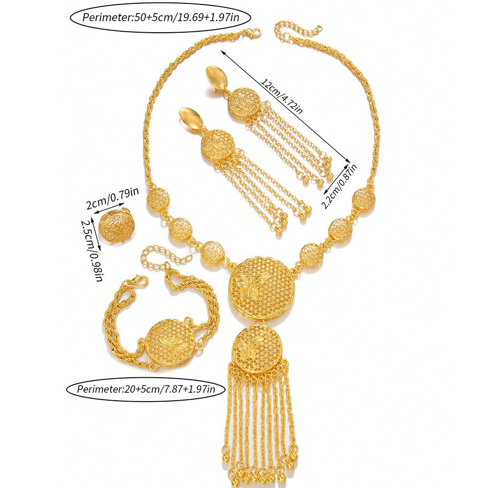 Butterfly Jewelry Set – Necklace, Earrings, Bracelet & Ring | Elegant Middle Eastern Wedding Jewelry for Women