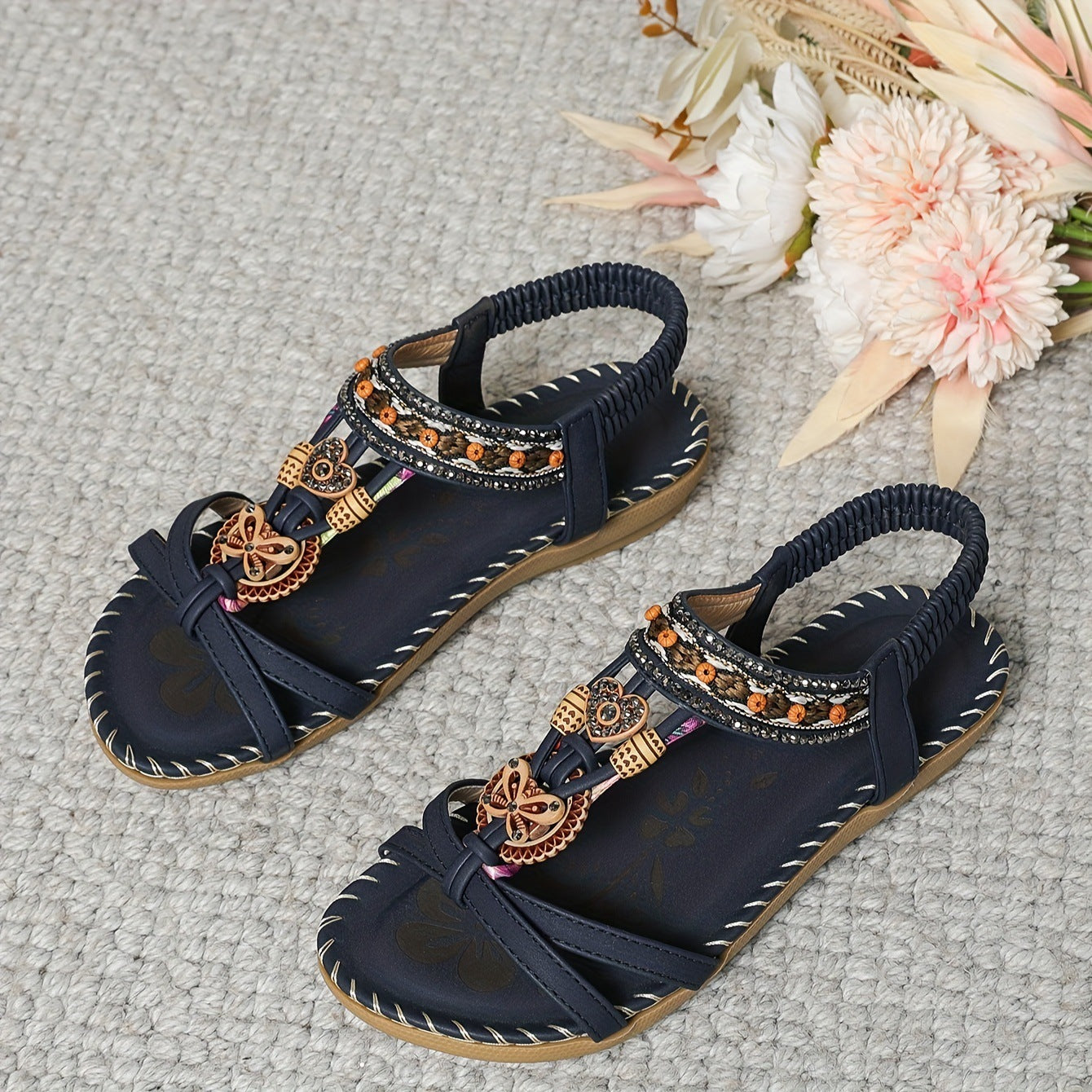 Bohemian Flower Thong Sandals Women’s Summer Flat Beach Shoes