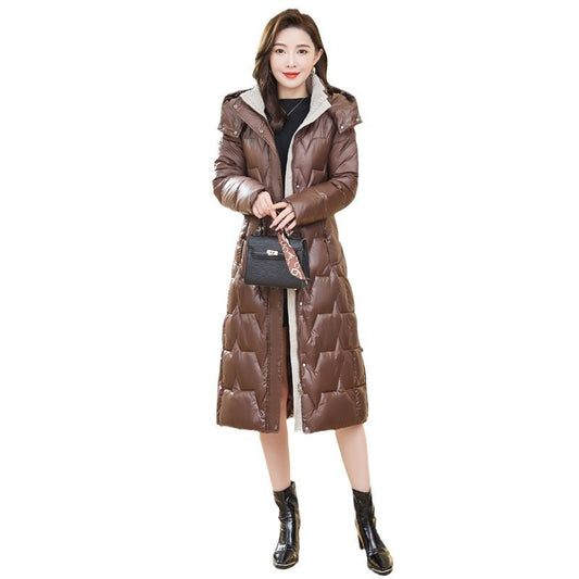 Women's Long Down Cotton-Padded Winter Coat Below Knee Warmth & Style , Jackets
