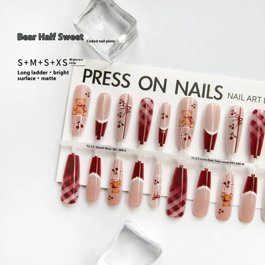 Cute Bear New Year Nail Art, DIY Press-On Nails Kit