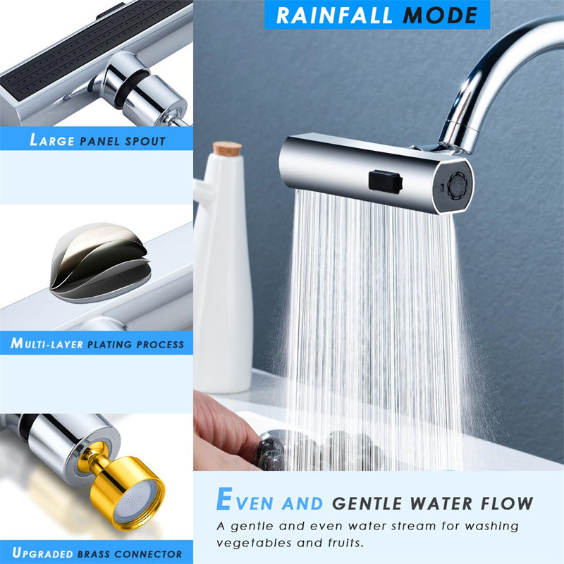 Kitchen Faucet Waterfall Outlet | Rotating Splash-Proof Bubbler & Multifunctional Nozzle