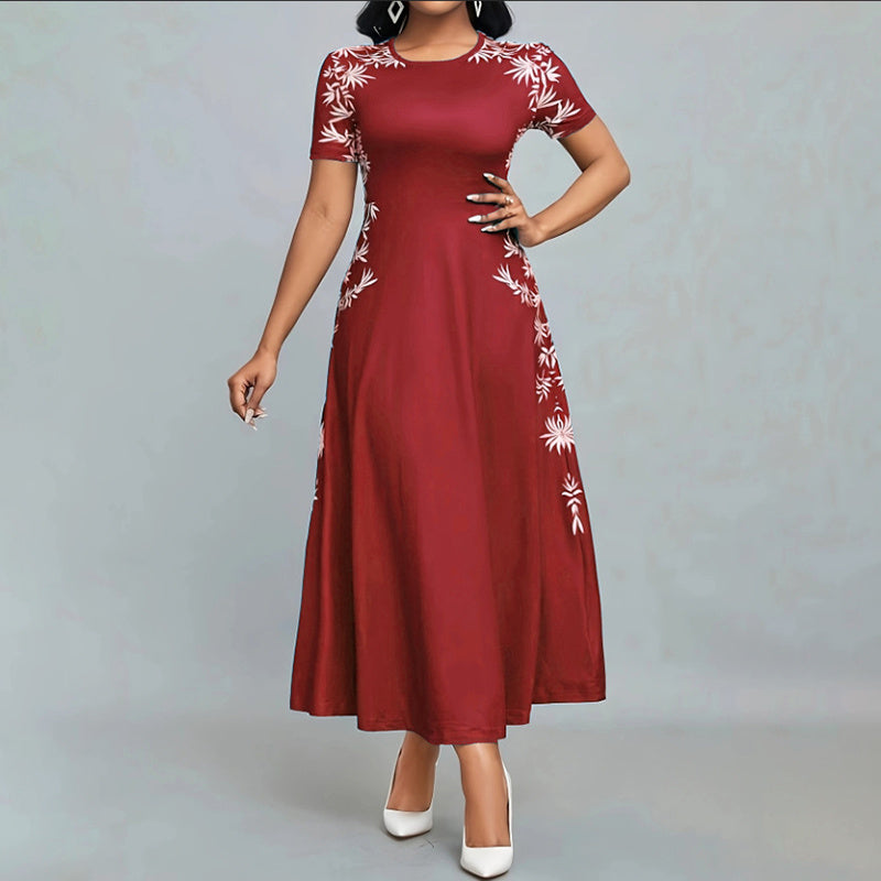 Women’s Elegant Short Sleeve Maxi Dress – Casual Empire Waist Long Dress