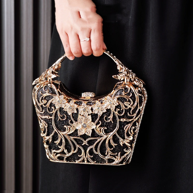 Women’s Elegant Party Clutch – Hollow Design, Glitter Shine