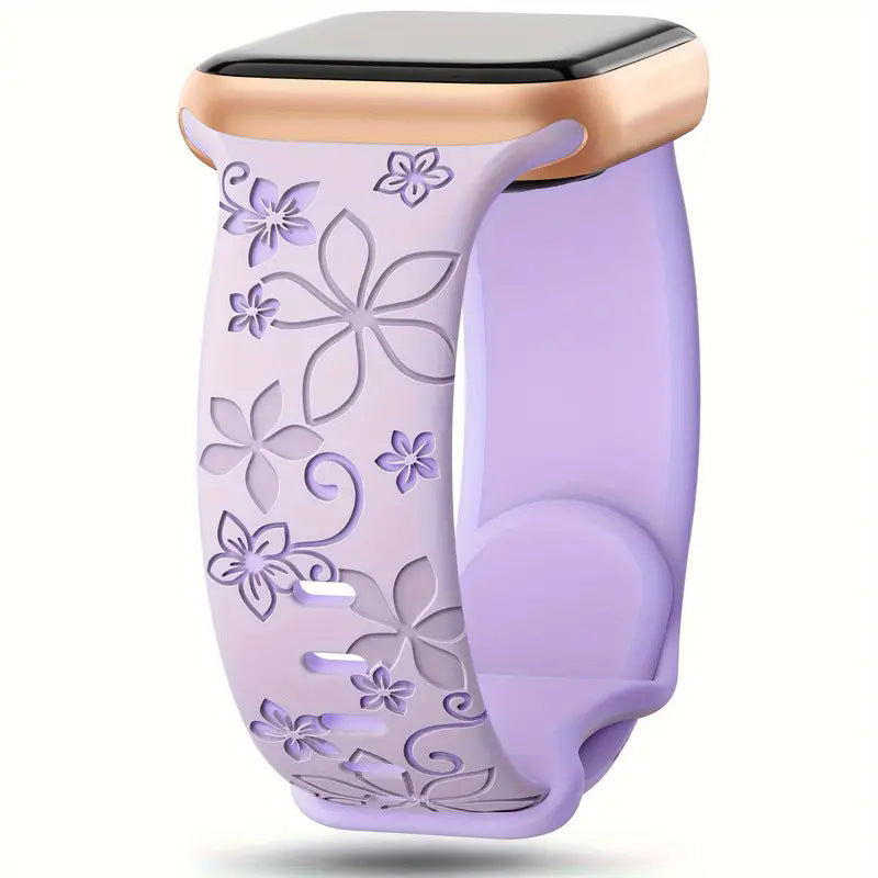 Two-Tone Silicone Watch Band Durable & Comfortable Strap (Bauhinia Design)