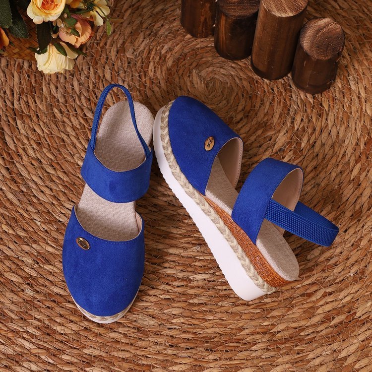 Women’s Summer Hemp Rope Wedge Sandals Lightweight Braided Closed Toe with Elastic Band