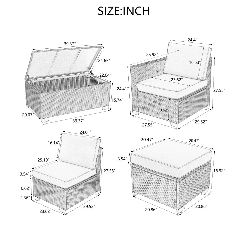10-Piece Patio Furniture Set with Cushions – Outdoor Sectional Sofa & Table