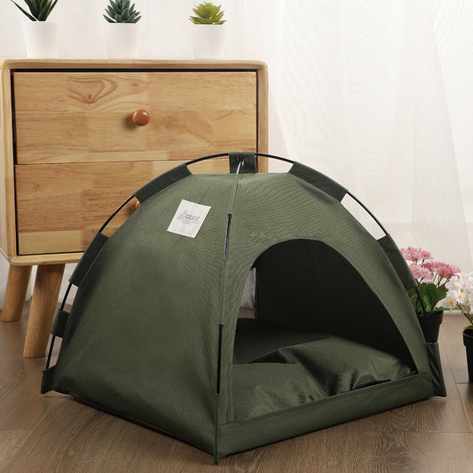Cat Tent Cooling Mat & Doghouse Bed with Cushion – Indoor Pet Sofa Kennel