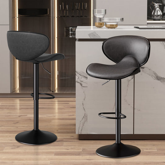 Modern Adjustable Bar Stool – Faux Leather Swivel Counter Stool with Backrest, Height Adjustable 25"–33", 360° Swivel, Durable & Comfortable